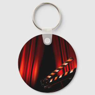 Red Movie Curtain Clapboard Director Nyckelring