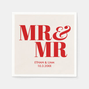 Red Mr & Groom Personlig Bröllop Napkins Pappersservett