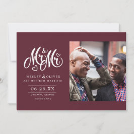 Red Mr & Mr. Script - Spara datumet med foto