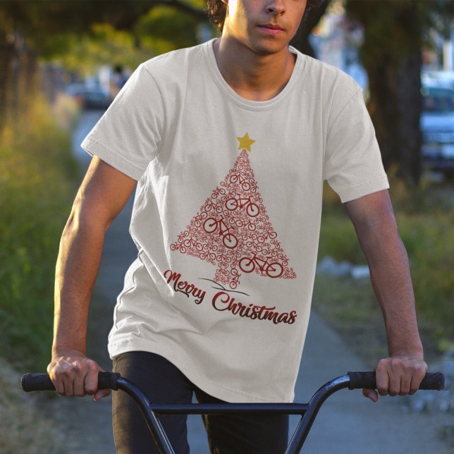 Red Mtb Bicycle Julgran God jul T Shirt (Skapare uppladdad)