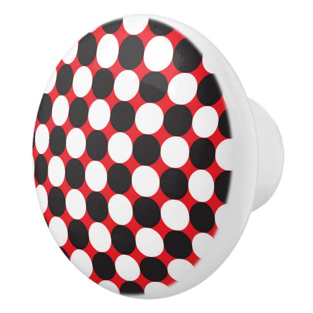 Red Multi Dots Ceramic Cabinet Knob Knopp (Höger)