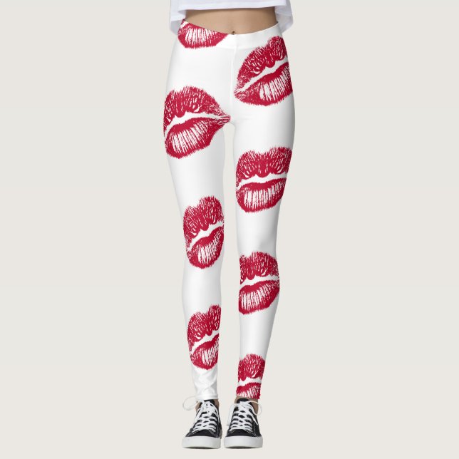 Red Multi Läppar Leggings (Framsida)