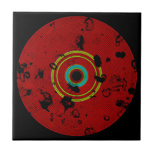 Red Multifärgad Vinyl Disk Struktur Mönster Kakelplatta