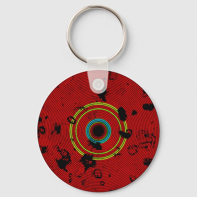 RED Multifärgad Vinyl Disk Struktur Mönster Nyckelring (Framsida)