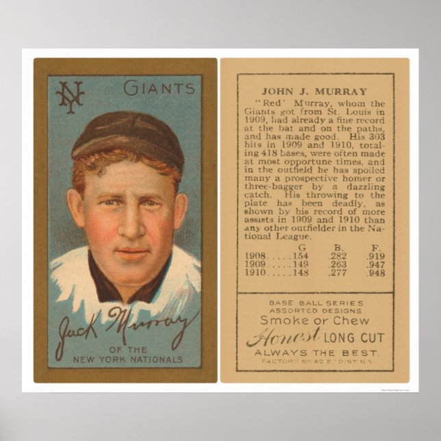 Red Murray Giants Baseball 1911 Poster (Framsidan)