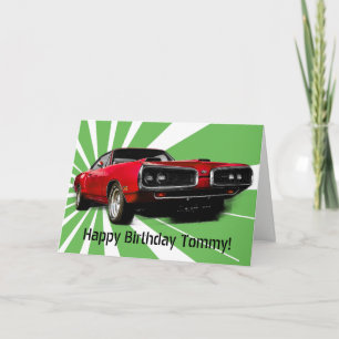 Red Muscle Car Birthday Kort