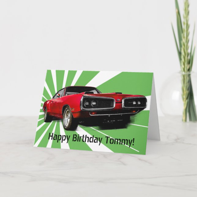 Red Muscle Car Birthday Kort (Framsida)