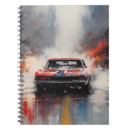 Red  Muscle Car head on Anteckningsbok