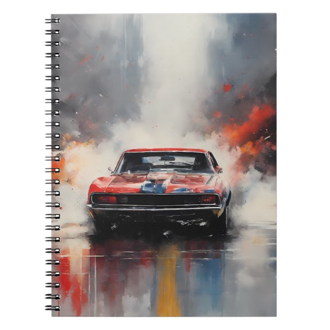 Red  Muscle Car head on Anteckningsbok (Framsidan)