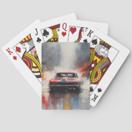 Red Muscle Car med huvudet på Casinokort