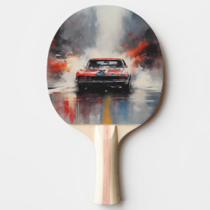 Red Muscle Car med huvudet på Pingisracket