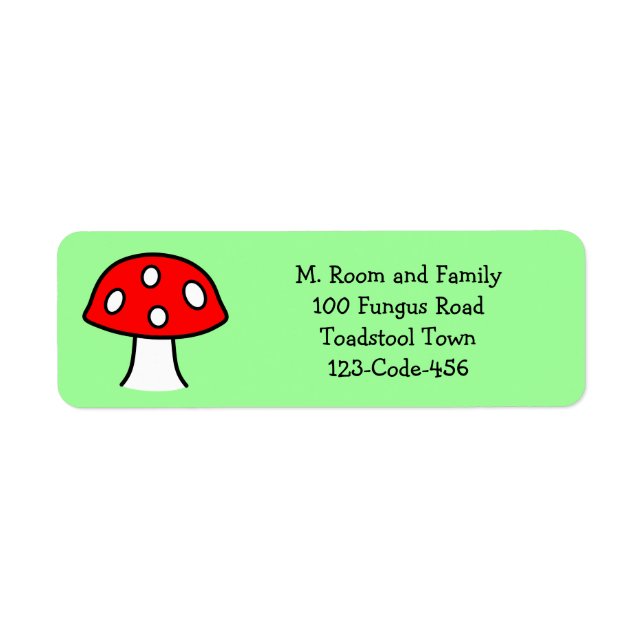 Red Mushroom-Adressetiketter Returadress Etikett (Framsidan)