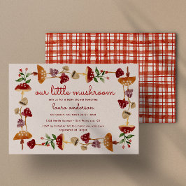 Red Mushroom Baby Shower Gender Reveal Inbjudningar