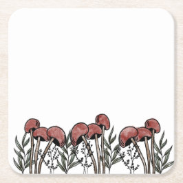 Red Mushroom Caps Underlägg Papper Kvadrat