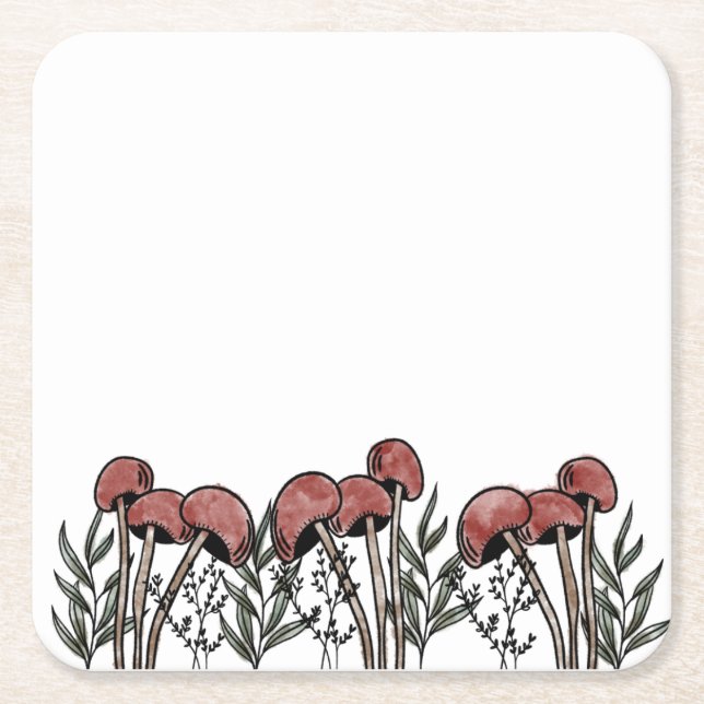 Red Mushroom Caps Underlägg Papper Kvadrat (Framsidan)