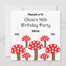 Red Mushroom Cute Botanical Mönster Födelsedagsfes