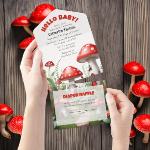 Red Mushroom Fungi Woodland Baby Shower