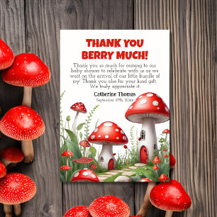 Red Mushroom Fungi Woodland Baby Shower Tack Kort
