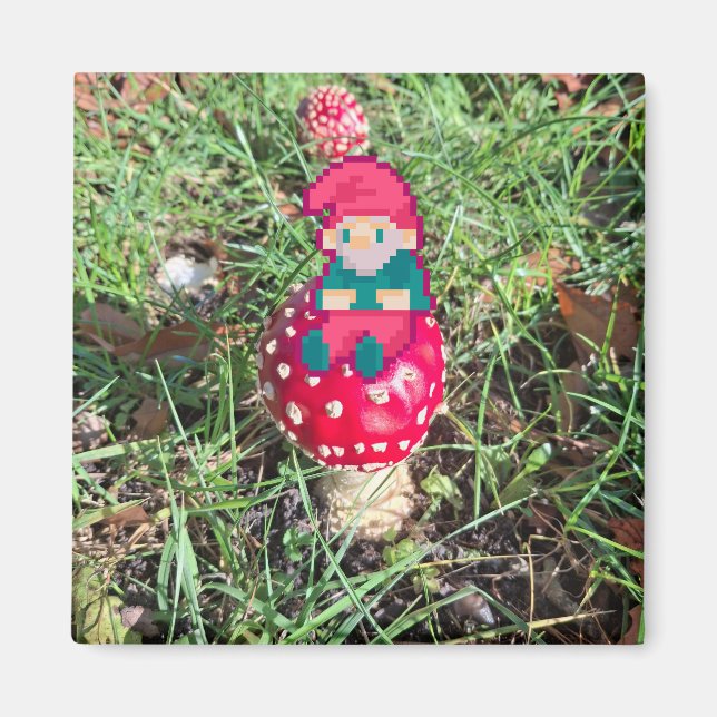 Red mushroom, gnoom pixelart, Pixel Art  Magnet (Framsidan)
