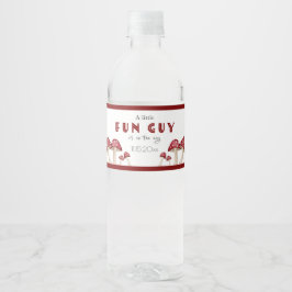 Red Mushroom Little Roligt Guy Baby Shower Vattenflaskor Etikett