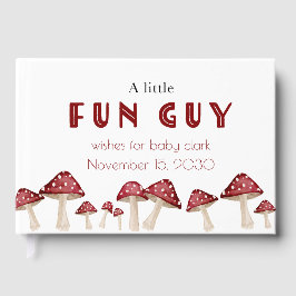 Red Mushroom Little Roligt Guy Woodland Baby Showe Gästböcker