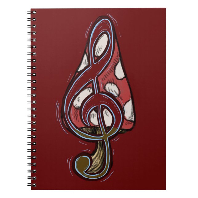 Red Mushroom Piano Forest Notebook Anteckningsbok (Framsidan)