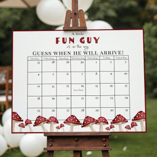 Red Mushroom Roligt Guy Baby Shower förfallodatumk Poster