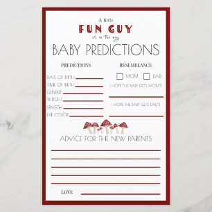 Red Mushroom Roligt Guy Baby Shower Predence Game