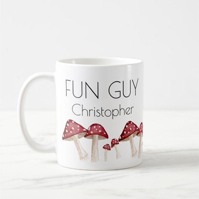 Red Mushroom Roligt Guy Funny Kaffemugg (Vänster)