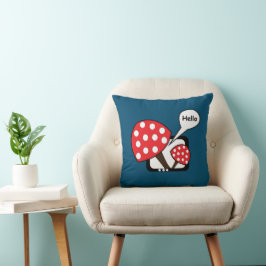 Red Mushroom som säger Hej från TV Kudde