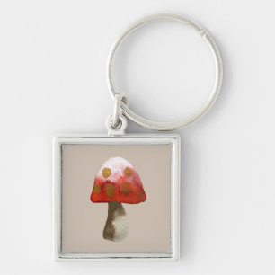 Red Mushroom Toadstool magi Fyrkantig Silverfärgad Nyckelring