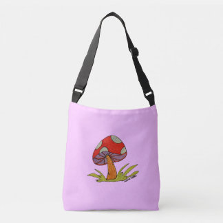 Red Mushroom with light purple background Tote Axelväska