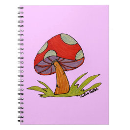 Red Mushroom with purple background Anteckningsbok