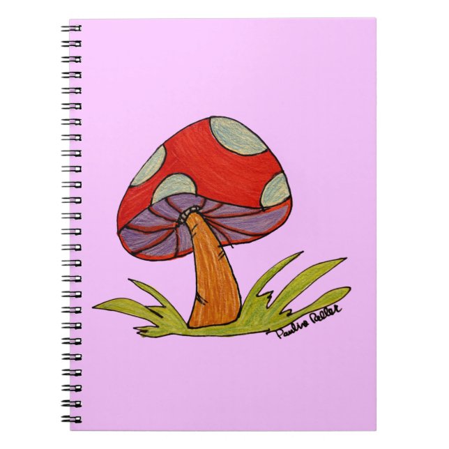 Red Mushroom with purple background Anteckningsbok (Framsidan)