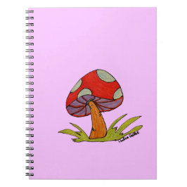 Red Mushroom with purple background Anteckningsbok