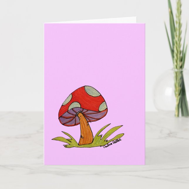 Red Mushroom with purple background Kort (Framsida)
