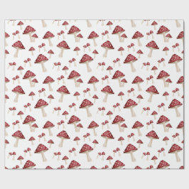 Red Mushroom Woodland Forest Watercolor Presentpapper