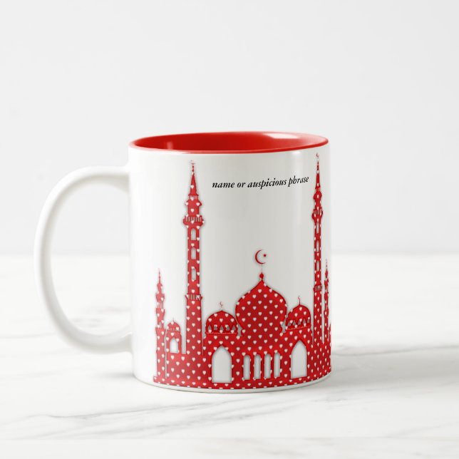 Red Muslim Mosque Ramadan Gift Två-Tonad Mugg (Vänster)