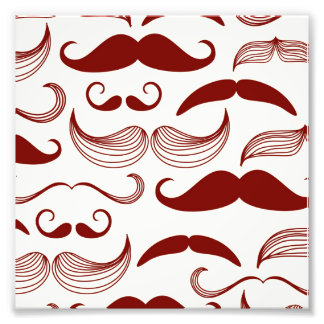 Red Mustache Mönster Fototryck