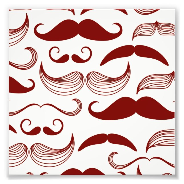 Red Mustache Mönster Fototryck (Framsidan)