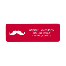 Red Mustache Valentine Returetiketters
