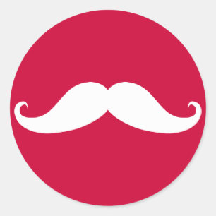 Red Mustache Valentine Sticker Runt Klistermärke