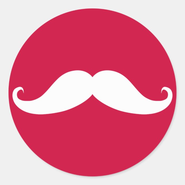 Red Mustache Valentine Sticker Runt Klistermärke (Framsida)