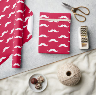 Red Mustache Valentine Wrapping Papper Presentpapper