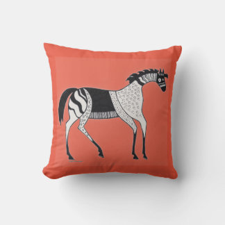 Red Mycenaean Grekiska Inspired Horse Pillow Kudde