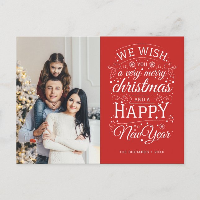 Red Mycket God jul Photo Helgdag Vykort (Framsida)