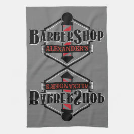 Red n Black Barbershop Logotyp Pub Towel Personali Kökshandduk