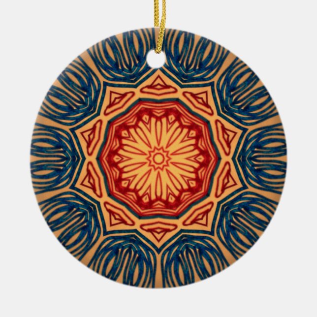 Red n Navy Blue Träd Ornament (Framsidan)