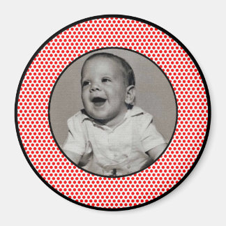 Red n White Dots Black Trim Photo Ram Magnet