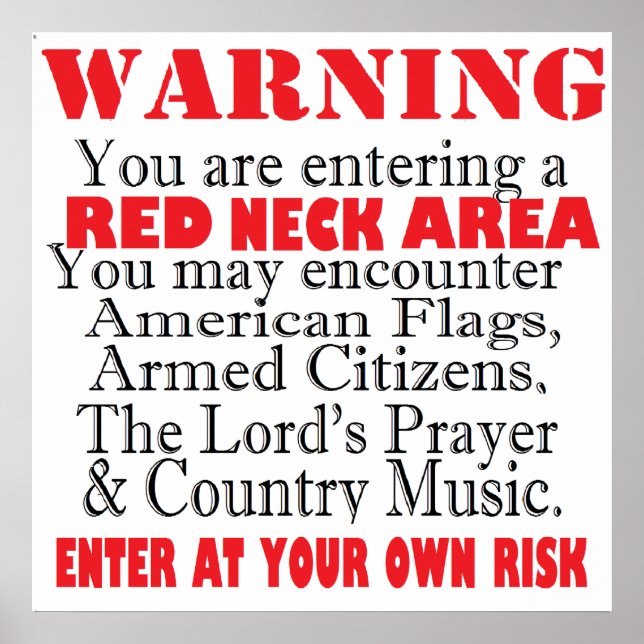 Red Nacke Area Warning Poster (Framsidan)